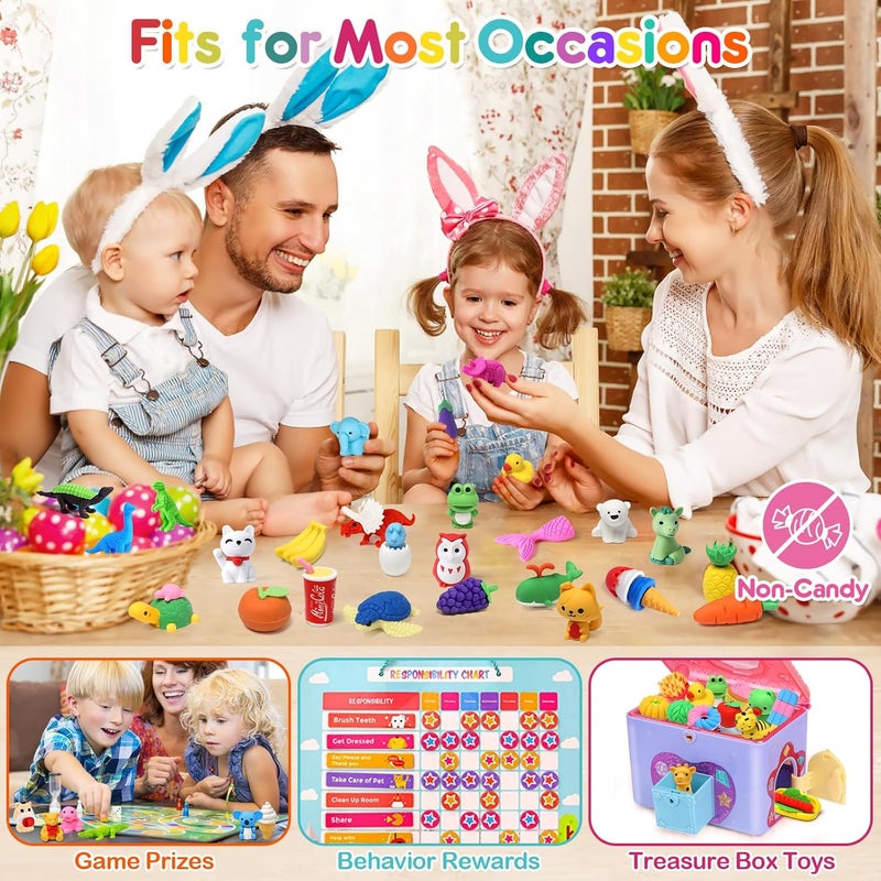 Palmatte 80PCS Mini Animal Erasers for Kids Bulk Small Toys, 3D Cute Erasers Desk Pets Treasure Box Toys Prizes for Classroom School Supplies Teacher Must Haves Students Gifts Kids Party Favors, Random - Image 4